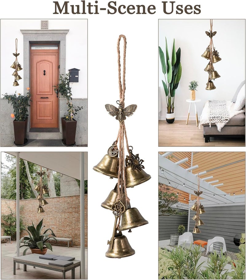 Ausicfen 2 Pieces Witch Bells for Door Knob for Protection Brass Bells Hanging Witchcraft Wicca Supplies Wreath Handmade Witch Bells Wiccan Magic Wind Chimes (Butterfly Vintage Bell) - Image 4